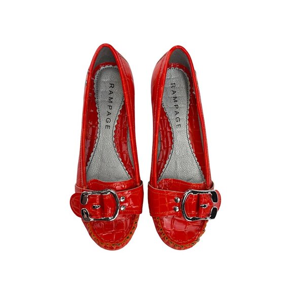 Rampage Lullaby 2 Orange-Red REPTILE PRINT FAUX LEATHER Slip-On Loafers - 7M - Picture 1 of 8